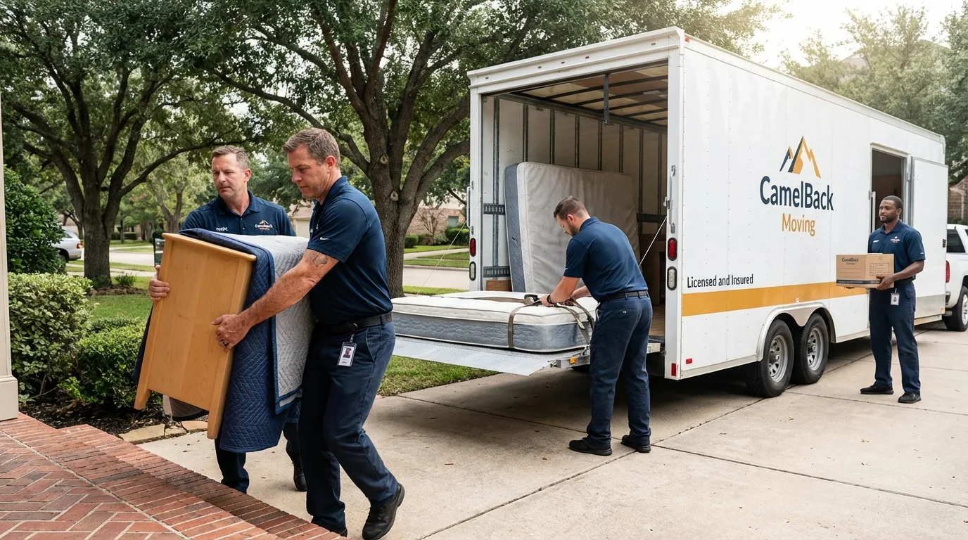 Crew loading residential truck for cross-state move from Watertown, TN