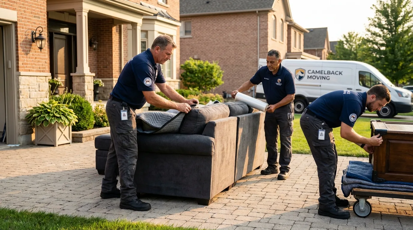 Large estate moving crew wrapping furniture in Watertown, TN